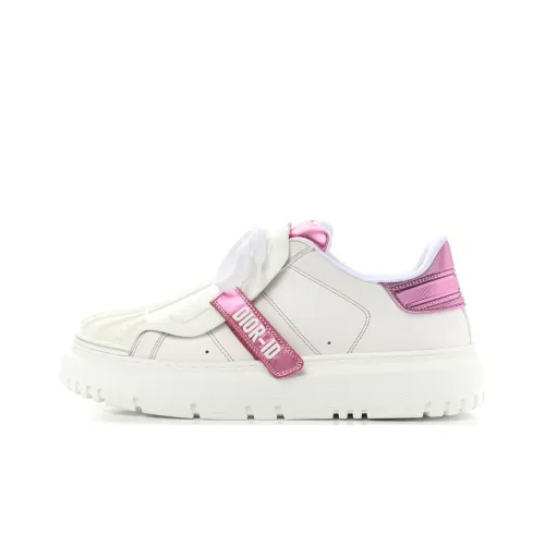 DIOR ID Оболочка Обувь Низкий Топ Стильные Скейтбординги Женские Белые Розовые