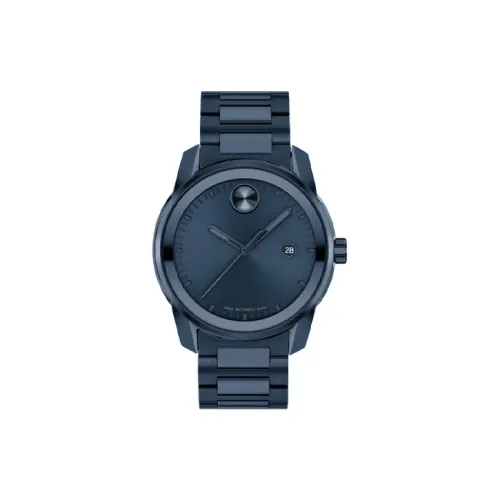 MOVADO Кварцевый механизм Мужские часы Часы 42 мм Черный циферблат Корпус из нержавеющей стали Ремешок из нержавеющей стали