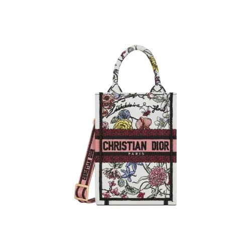 DIOR Вышивка Тоут Сумка Сумка для покупок Чехол для телефона Сумка через плечо Сумка Мини Women's White