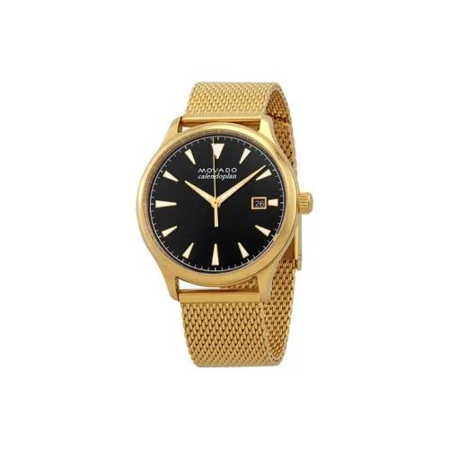 MOVADO Кварцевый механизм Мужские часы Часы 40 мм Черный циферблат Корпус из нержавеющей стали Ремешок из нержавеющей стали