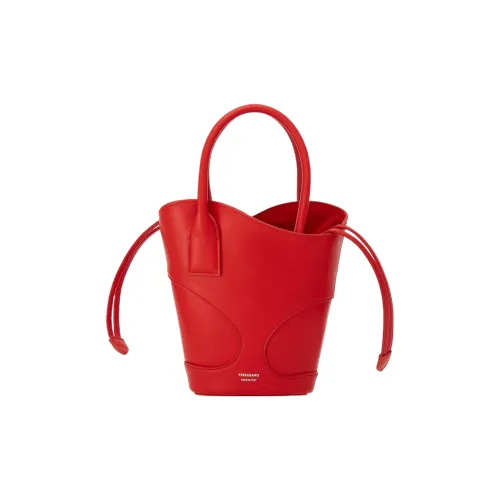 Ferragamo Гладкая Телячья Кожа Ведрообразная Сумка Сумка через плечо Сумка Маленькая Женская Пламенно-Красная