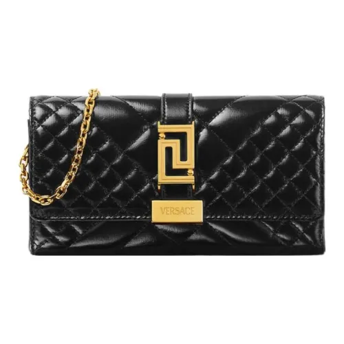 VERSACE Greca Goddess Коровья кожа Одно плечо Клатч Женский Черный