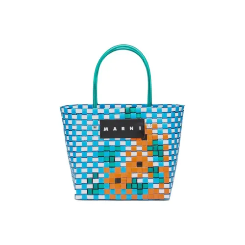 MARNI Полипропиленовая пластиковая сумка-тоут сумка для покупок корзина сумка среднего размера женская синяя