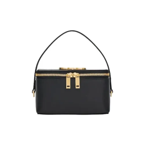 FERRAGAMO Palm Телячья кожа Ручная сумка для макияжа Женская Черный Огненно-красный