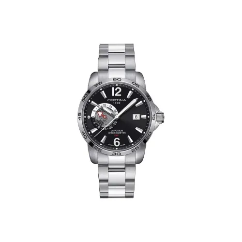 Certina Кварцевый механизм Мужские часы Часы 41 мм Черный циферблат Корпус из нержавеющей стали Ремешок из нержавеющей стали