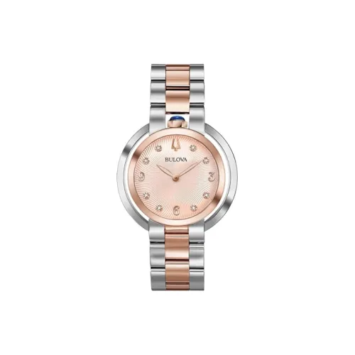 BULOVA Lubai Collection Наручные часы Кварцевый механизм Ремешок из нержавеющей стали 35 мм Розовое золото Циферблат Женские часы