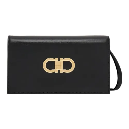 FERRAGAMO Palm Кожа Сумка через плечо Сумка на плечо Мини Женская Черный Огненно-красный