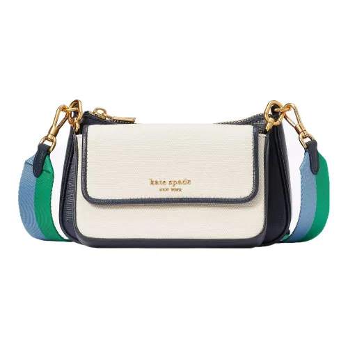 Kate Spade Canvas Leather Crossbody Bag Standard Women's Blue Multicolor Kate Spade Холст Кожа Сумка через плечо Стандартная Женская Синяя и Многоцветная