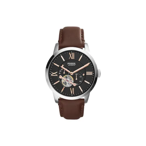 FOSSIL Наручные часы Автоматический механический механизм Кожаный ремешок 45 мм Черный циферблат Мужские часы