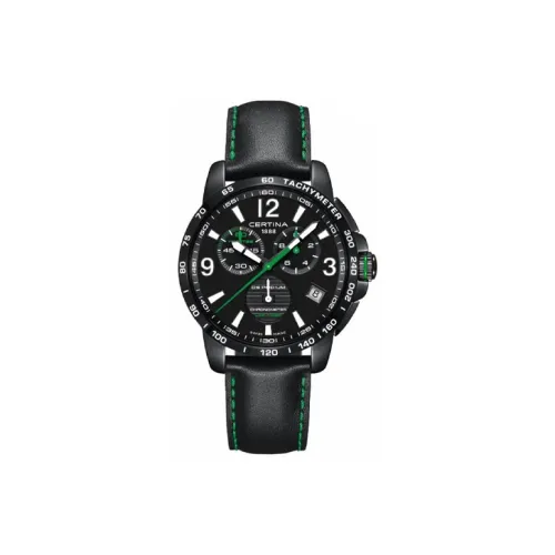 Certina Кварцевый механизм Мужские часы Часы 42 мм Черный циферблат Нержавеющая сталь с PVD покрытием Корпус часов