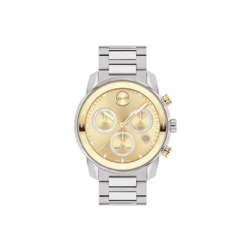 MOVADO Кварцевый механизм Женские часы 44 мм Золотой циферблат Корпус из нержавеющей стали Ремешок из нержавеющей стали