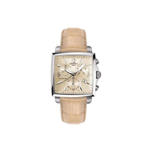 CERTINA Кварцевый механизм женские часы 32 мм бежевый циферблат корпус из нержавеющей стали ремешок из кожи коровы