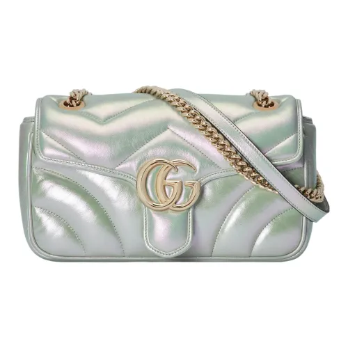 GUCCI GG Marmont Quilted Кожа Сумка через плечо Сумка на плечо Женская Радужный Зеленый