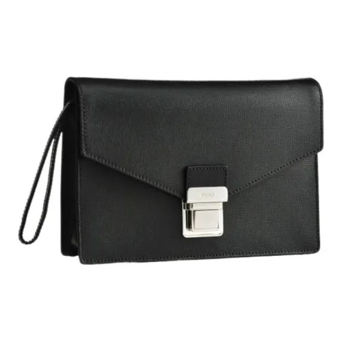 FENDI Peekaboo Тисненая кожа Клатч Мужской Черный