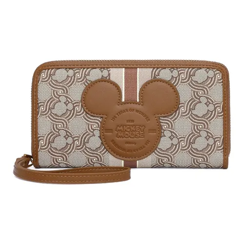 Disney Mickey Series Имитация Ткань Кожа Кошелек Клатч Большой Унисекс Коричневый