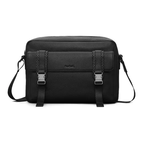 PIERRE CARDIN Сумка через плечо из крупнозернистой текстуры коровьей кожи мужская черная