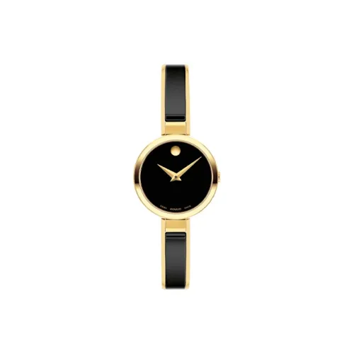 MOVADO Кварцевый механизм Женские часы 24 мм Черный циферблат Корпус из нержавеющей стали Ремешок из нержавеющей стали