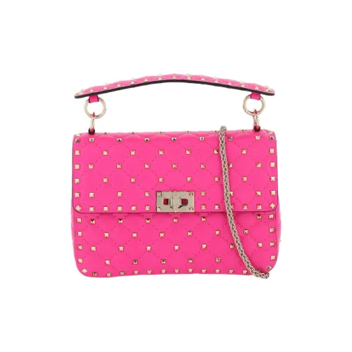 Valentino ROCKSTUD SPIKE Sheepskin Portable Crossbody Bag Shoulder Bag Medium Women's Pink