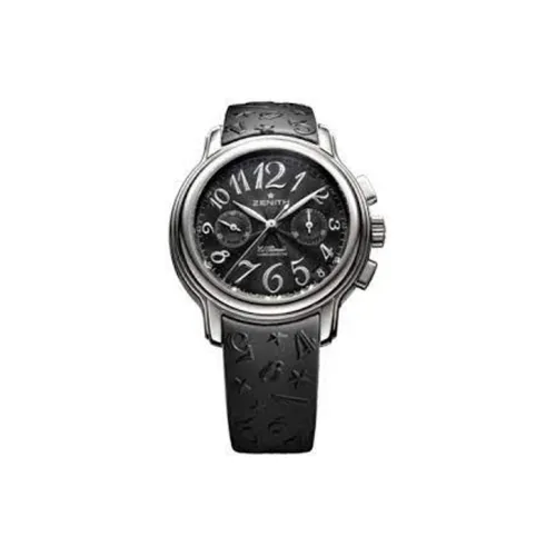 Зенит Автоматический Механический Часы Мужские Часы 37,5 мм Черный Циферблат Корпус из Нержавеющей Стали Ремешок из Натуральной Кожи