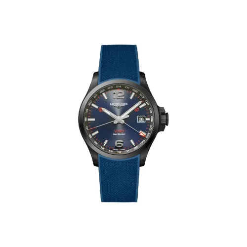 LONGINES Quartz Механизм Мужские часы Циферблат 43 мм Синий Стальной корпус Часы Резиновый ремешок