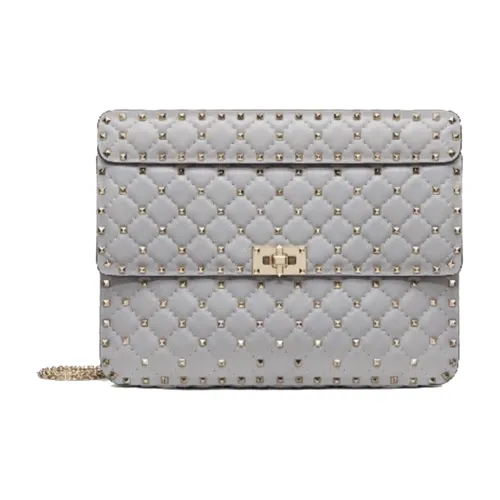 Valentino ROCKSTUD SPIKE Напп-Кожа Портативная Сумка через плечо Сумка на плечо Женская Светло-Серый
