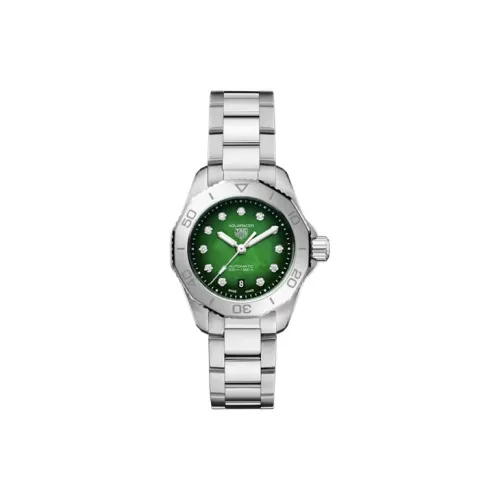 TAG HEUER Автоматический Механический Механизм Женские Часы 30MM Зеленый Циферблат Нержавеющая Сталь Корпус Нержавеющая Сталь Ремешок