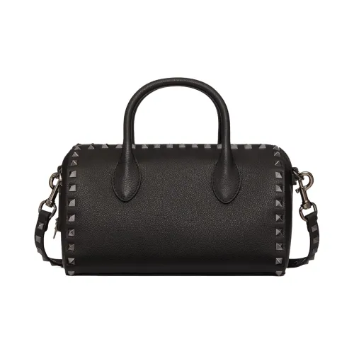 Valentino Rockstud Телячья кожа с текстурой Бостон Сумка через плечо Сумка Сумка для женщин Черный