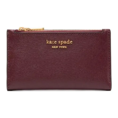 Kate Spade Кожа Монетница Кошелек Маленький Женский Бордовый