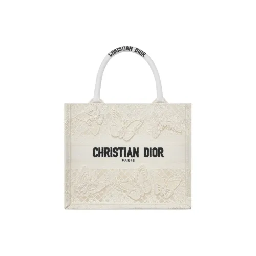 DIOR BookTote Вышивка Тоут Сумка Сумка для покупок Сумка Маленькая Женская Белая