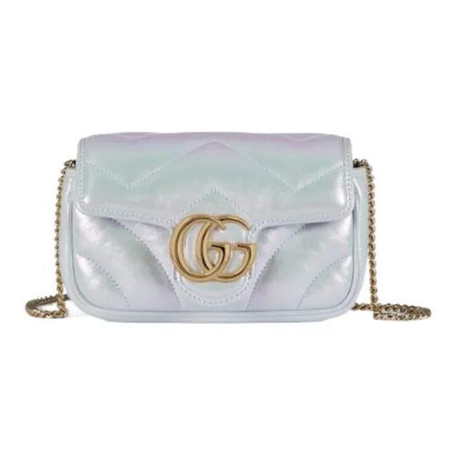 GUCCI GG Marmont Кожа Сумка через плечо Экстра мини Женская Светло-синяя