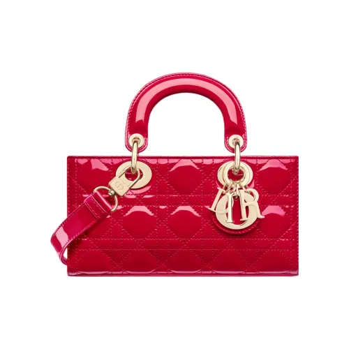 DIOR LADY D Радость Лакированная кожа Коровья кожа Сумка Lady Dior Сумка через плечо Сумка Маленькая Женская Красная