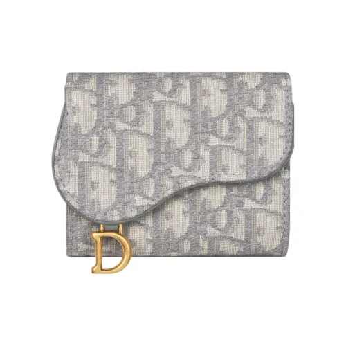 DIOR Saddle OBLIQUE Жаккардовая ткань Кошелек Стандартный Женские DIOR Серый
