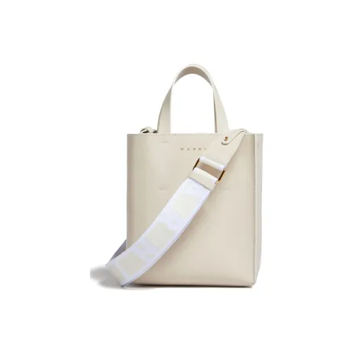 MARNI Телячья кожа Тоут Сумка Сумка для покупок Сумка через плечо Сумка Женская Светлый Бежевый