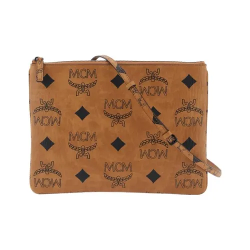 MCM Покрытый холст Обхват запястья Сумка Клатч Средний Женский Коричневый