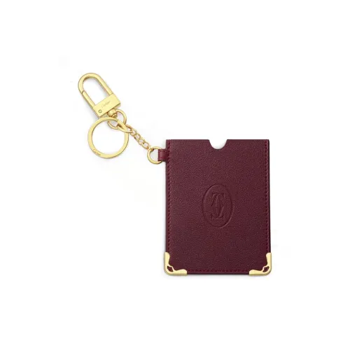 Cartier Футляр Для Ключей И Кредитных Карт Must De Cartier Телячья Кожа Бордового Цвета, Позолоченная Отделка