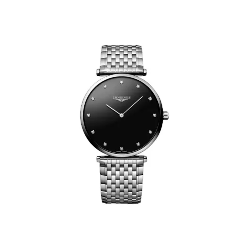 LONGINES Quartz Механизм Женские часы 38 мм Черный циферблат Корпус из нержавеющей стали Ремешок из нержавеющей стали