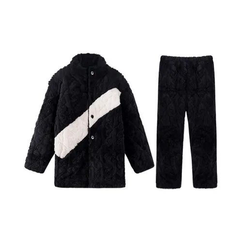 LANMOU L Утепленный Мужской 22871 Черный Мужской Пижамный Комплект