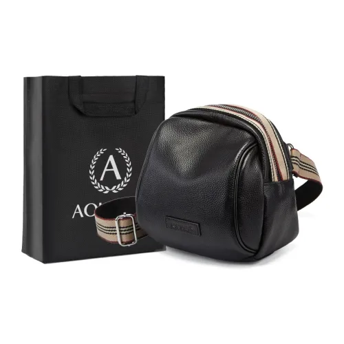 AOKANG Корова Кожа с Синтетической Кожей Слинг Сумка Купольная Сумка Сумка через плечо Средняя Унисекс Черный Экрю