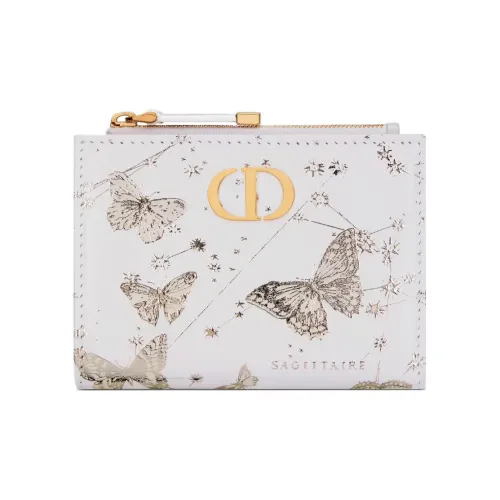 DIOR Caro Телячья кожа Кошелек Женская Белая