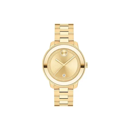 MOVADO Кварцевый механизм Женские часы 38 мм Золотой циферблат Корпус из нержавеющей стали Ремешок из нержавеющей стали 3600871