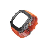 Прозрачная средняя рамка ★ Черный чехол ★ Серебряная пряжка + Апельсиновый ремешок