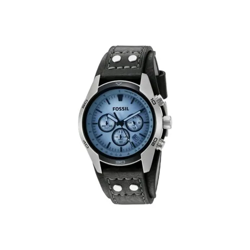FOSSIL Спортивная коллекция Наручные часы Кварцевый механизм Кожаный ремешок 45 мм Синий циферблат Мужские часы