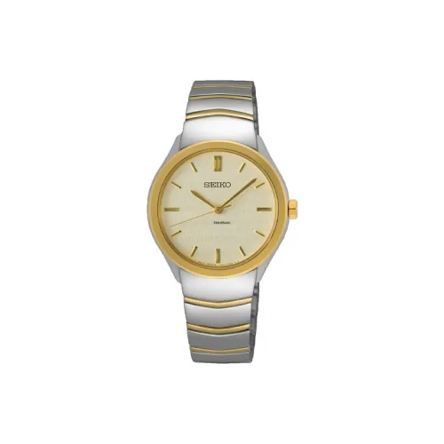 SEIKO Кварцевый механизм нержавеющая сталь ремешок женские часы золотой циферблат модель SUR550P1