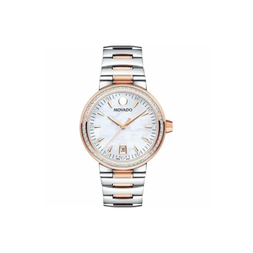 MOVADO Кварцевый механизм Женские часы 34 мм Белый циферблат Корпус из нержавеющей стали Ремешок из нержавеющей стали