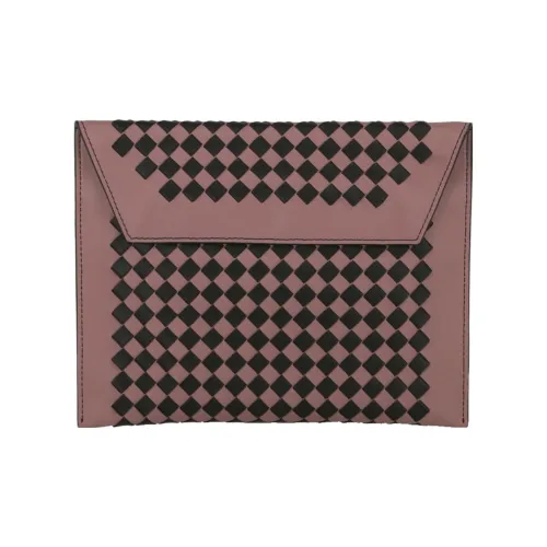 Bottega Veneta Intrecciato Кожаный Клатч Женский Черный и Темно-Красный