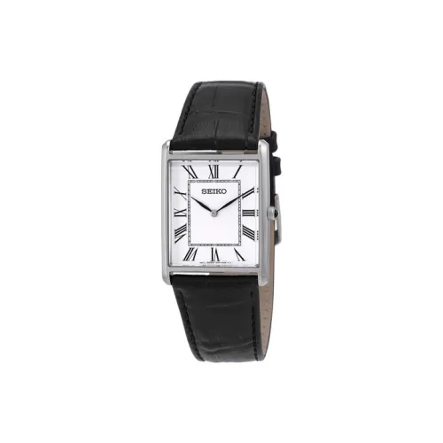 SEIKO Кварцевый механизм кожаный ремешок часы унисекс белый циферблат модель SWR049