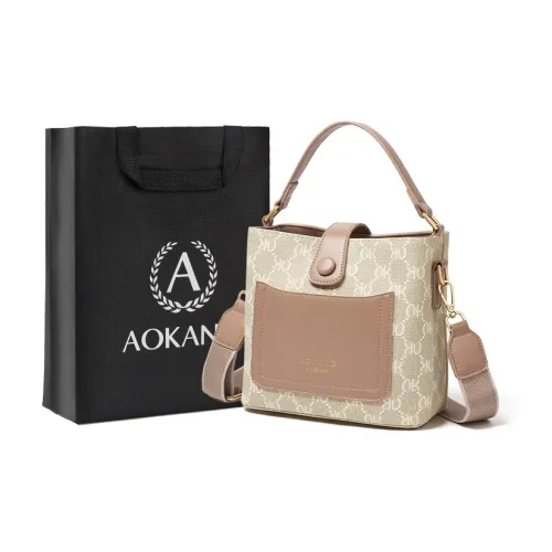 AOKANG PVC ведрообразная сумка сумка через плечо сумка на плечо обычная женская кремовый абрикос кофейный коричневый