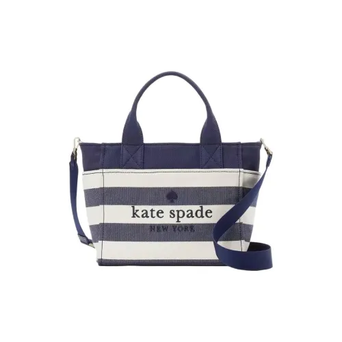 Kate Spade Холщовая кожа Комбинированная холщовая ткань Сумка-тоут Сумка для покупок Ручная сумка Сумка через плечо Маленькая женская Морской синий