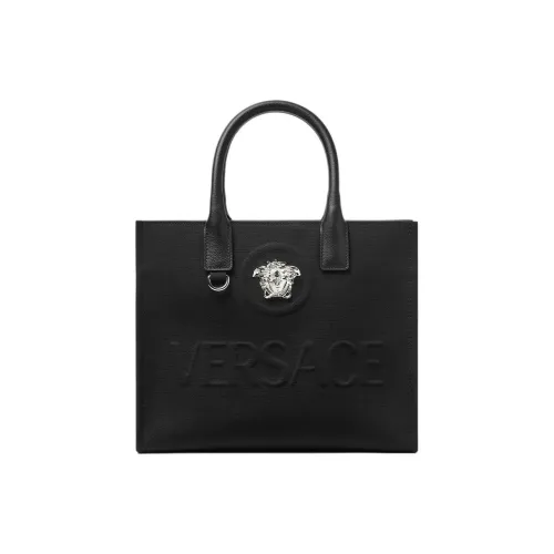 VERSACE La Medusa Холст Телячья кожа Тоут Сумка Сумка для покупок Холст Сумка через плечо Сумка Маленькая