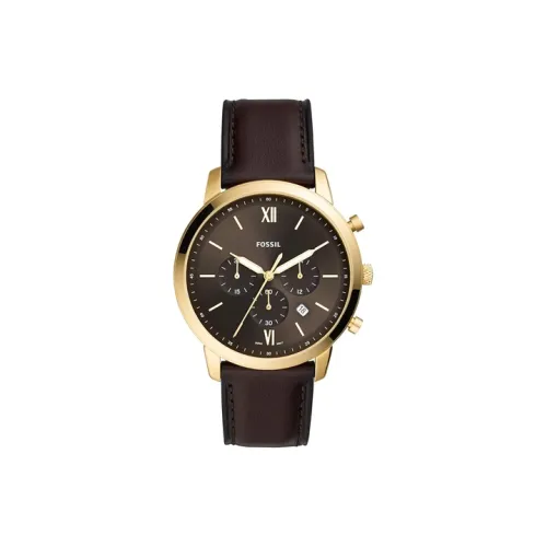 FOSSIL Neutra Collection Кварцевые Мужские Наручные Часы Кожаный Ремешок 44 мм Черный Циферблат